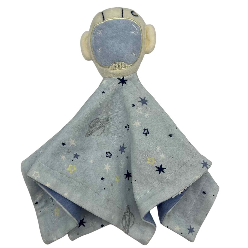 Mothers Promise Cotton Space Astronaut Saturn Blue White Lovie Security Baby Boy